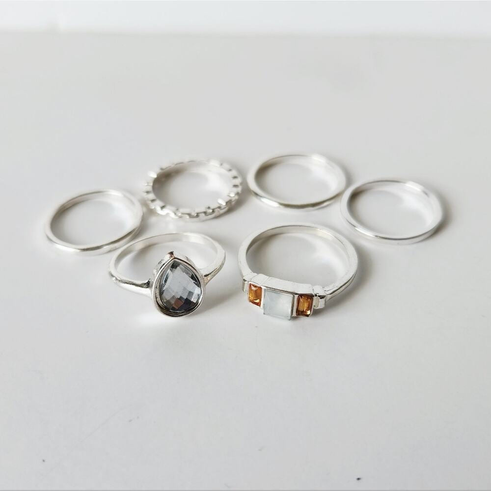 Francesca's Collection Elegant Silver Ring Stacking Set - Picture 5 of 14